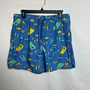 SAXX Oh Buoy 2N1 Stretch Swim Volley 5" with liner Beer Olympics- Racer Blue M